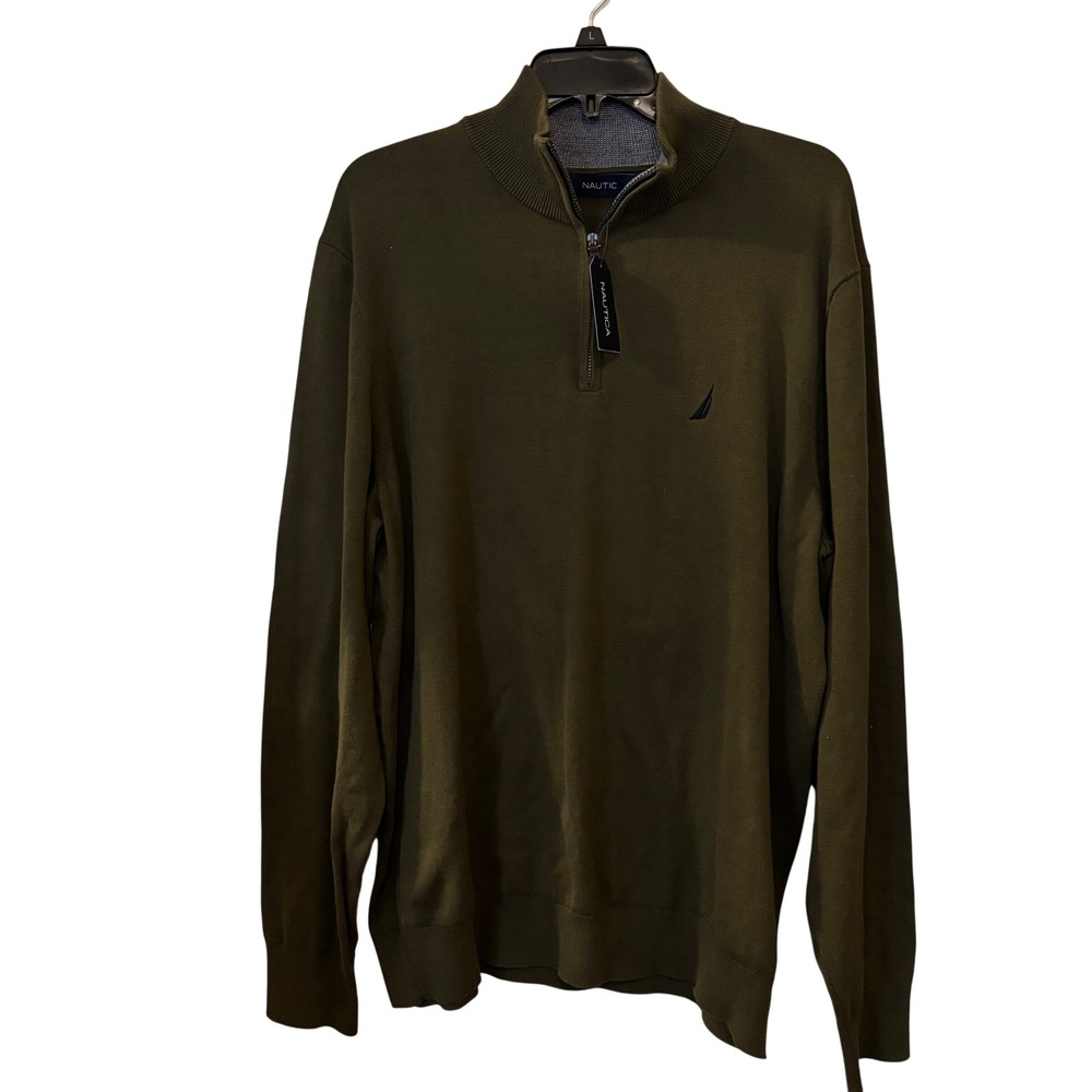 Nautica Men's Sweatshirt XL NWT Quarter Zip Dark Green